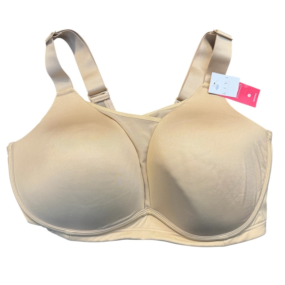 Lane Bryant LIVI Bra Womens 40F Beige Wireless Sports Lightly Lined 1126306